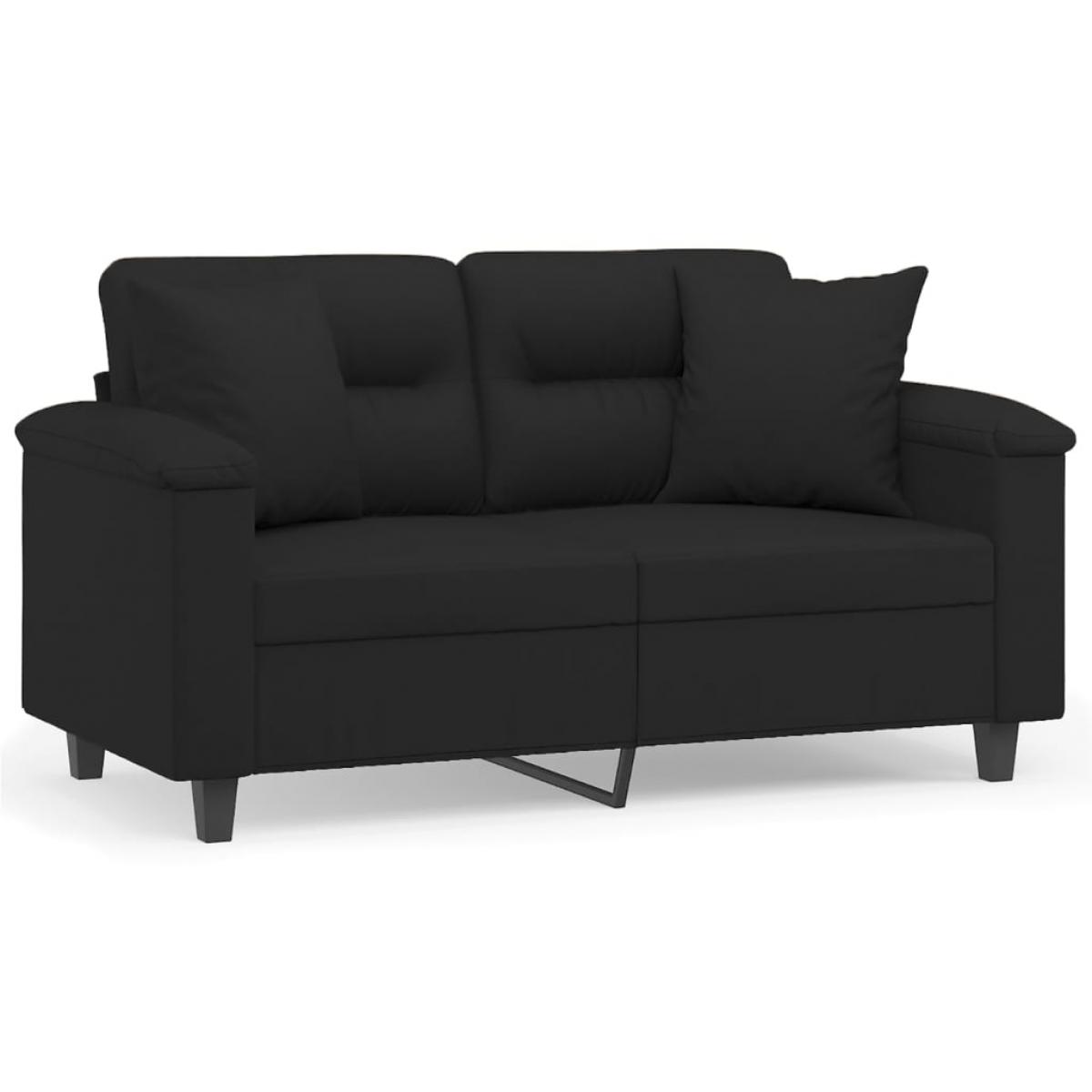Sofá de 2 plazas con cojines tela de microfibra negro 120 cm