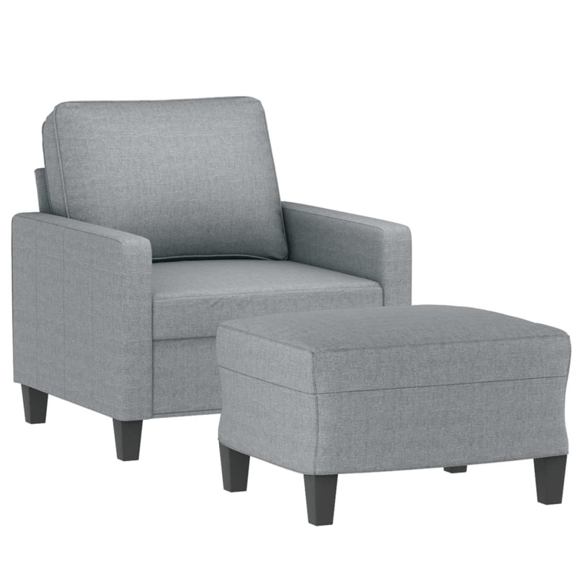 Sillón con taburete tela gris claro 60 cm