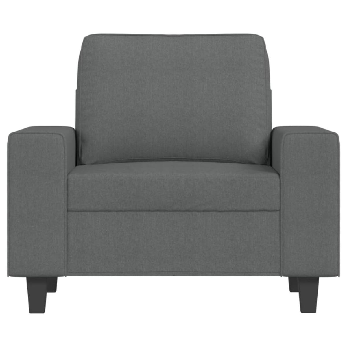 Sillón con taburete tela gris oscuro 60 cm