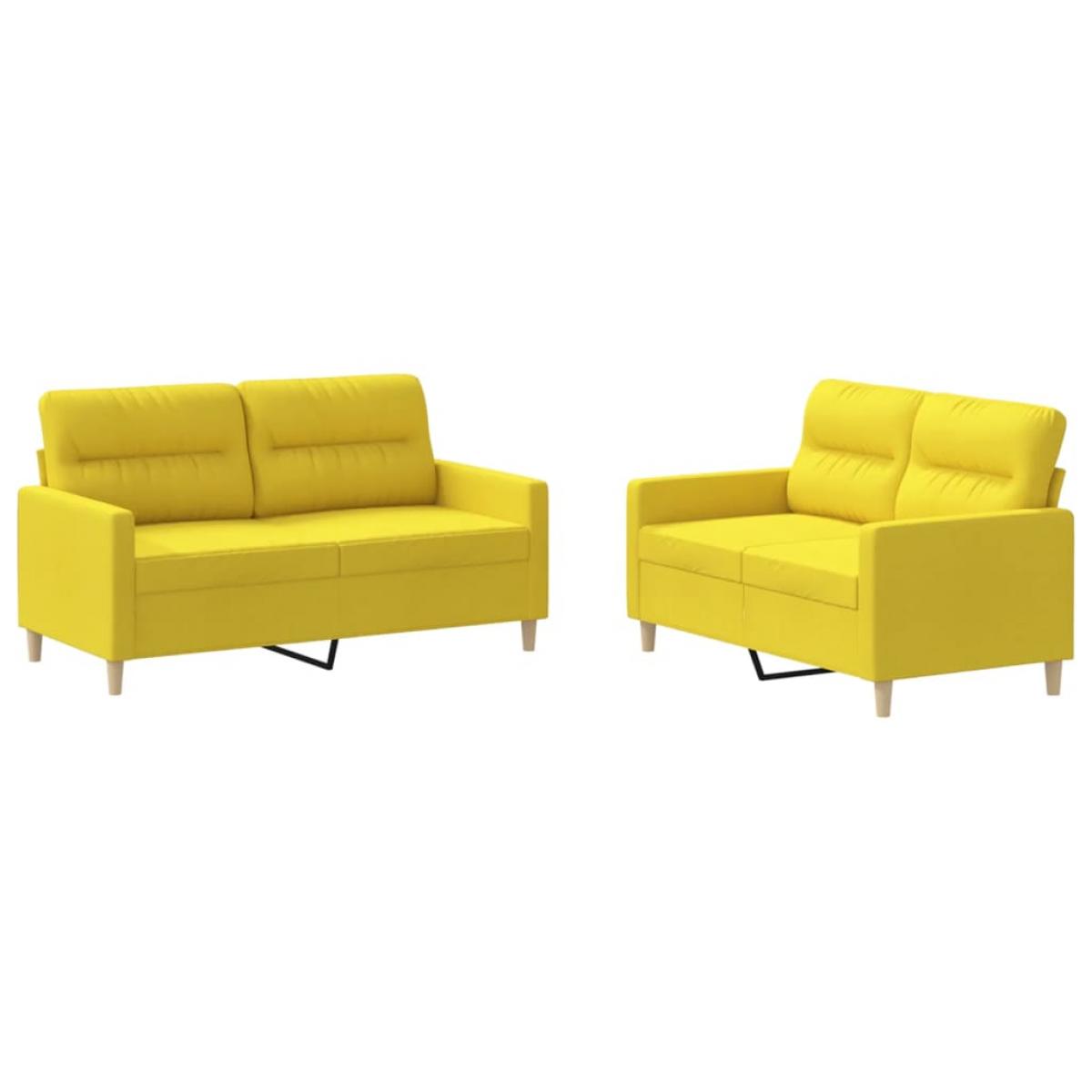 Juego de sofás con cojines 2 piezas tela amarillo claro