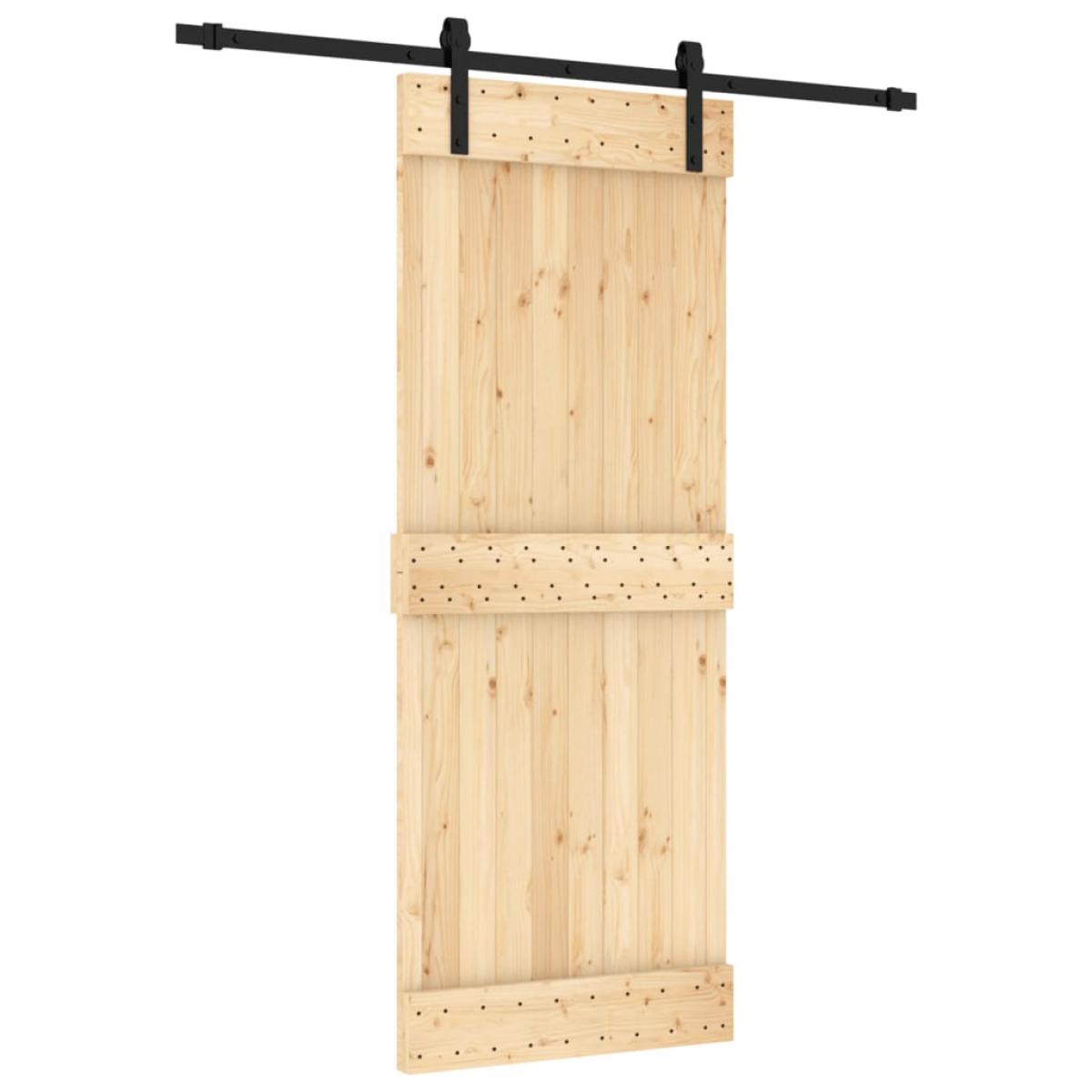 Puerta corredera con herrajes madera maciza de pino 80x210 cm