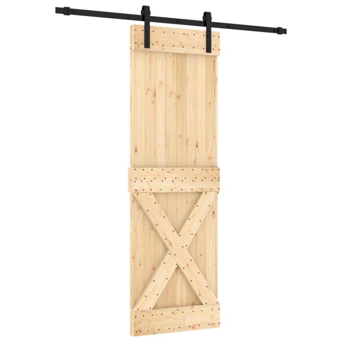 Puerta corredera con herrajes madera maciza de pino 70x210 cm