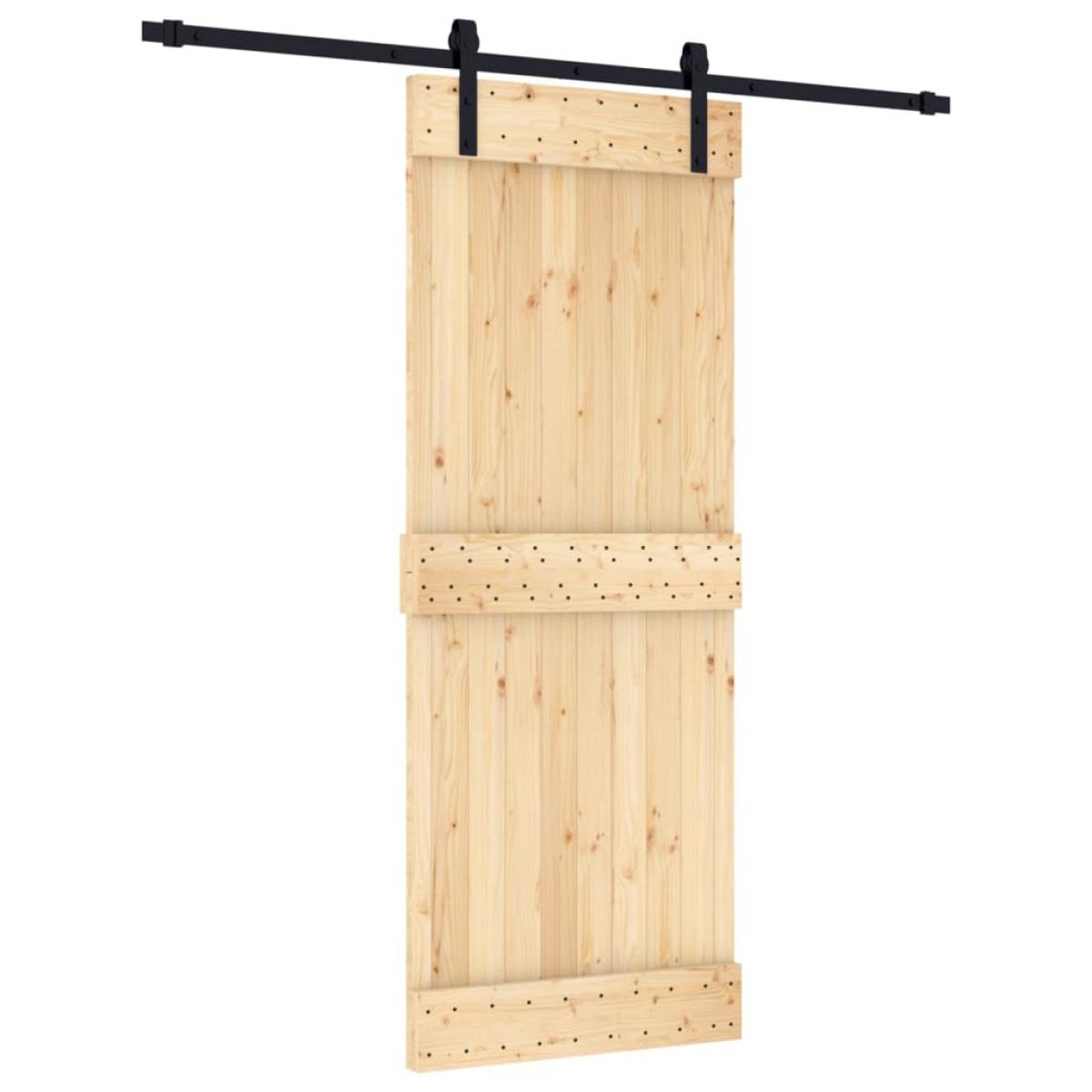 Puerta corredera con herrajes madera maciza de pino 80x210 cm