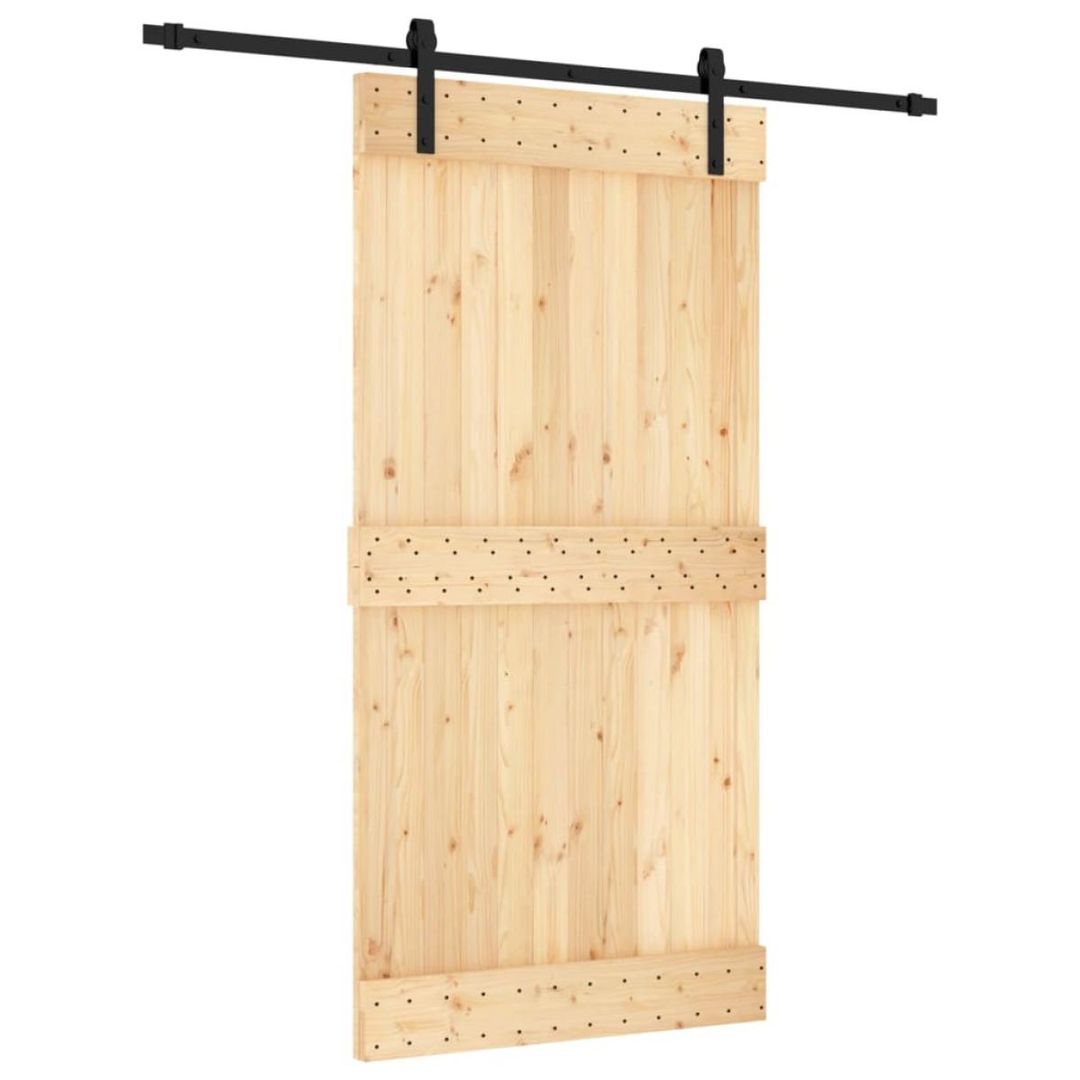 Puerta corredera con herrajes madera maciza de pino 100x210 cm