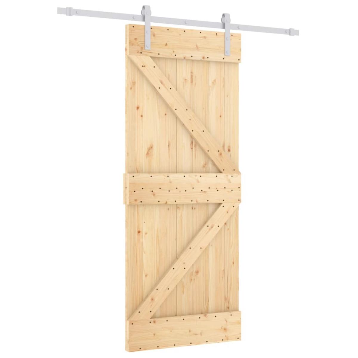 Puerta corredera con herrajes madera maciza de pino 80x210 cm