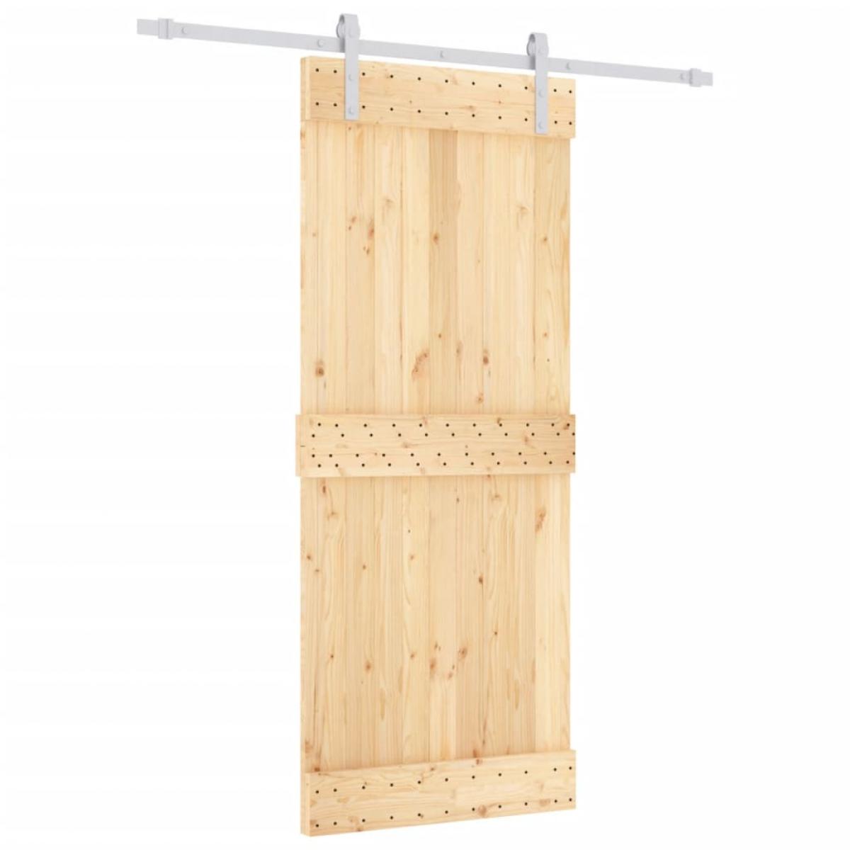 Puerta corredera con herrajes madera maciza de pino 85x210 cm