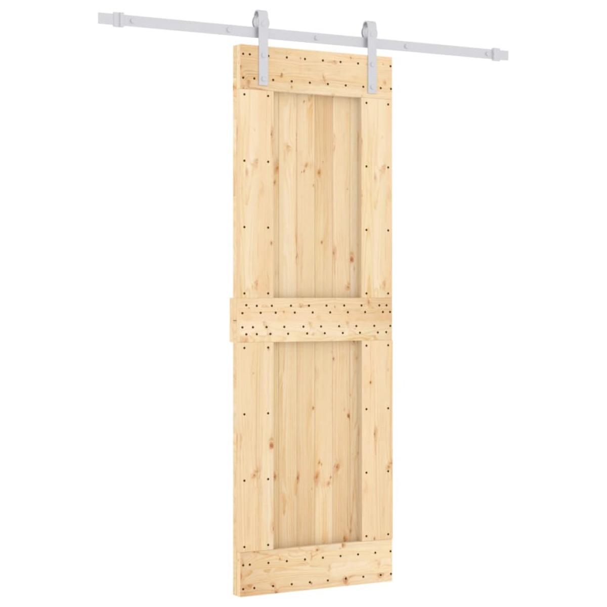 Puerta corredera con herrajes madera maciza de pino 70x210 cm