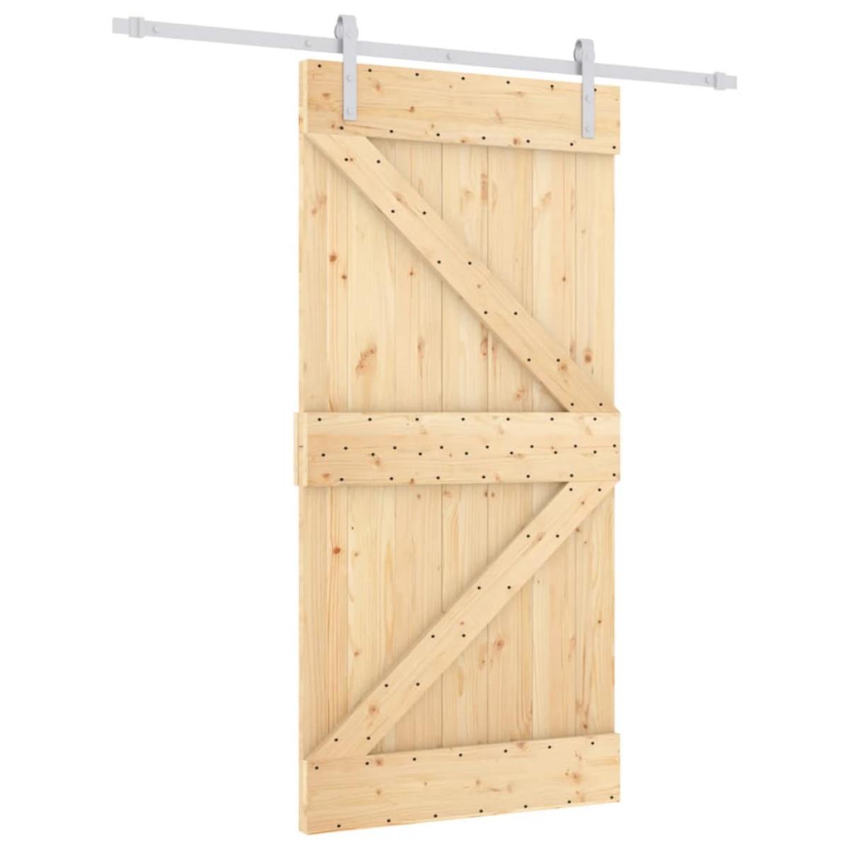 Puerta corredera con herrajes madera maciza de pino 100x210 cm