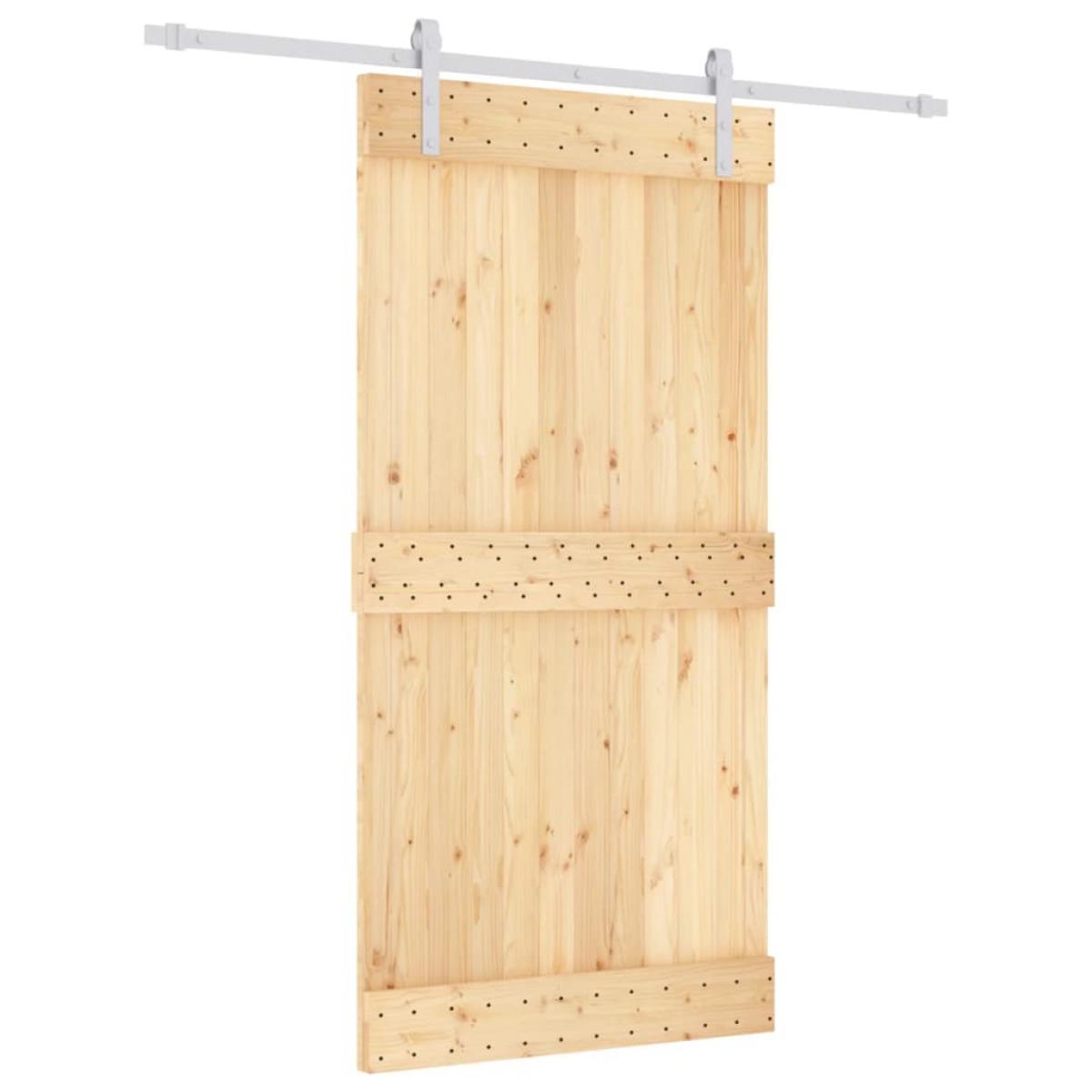 Puerta corredera con herrajes madera maciza de pino 100x210 cm