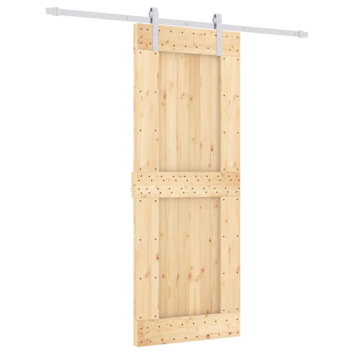 Puerta corredera con herrajes madera maciza de pino 80x210 cm