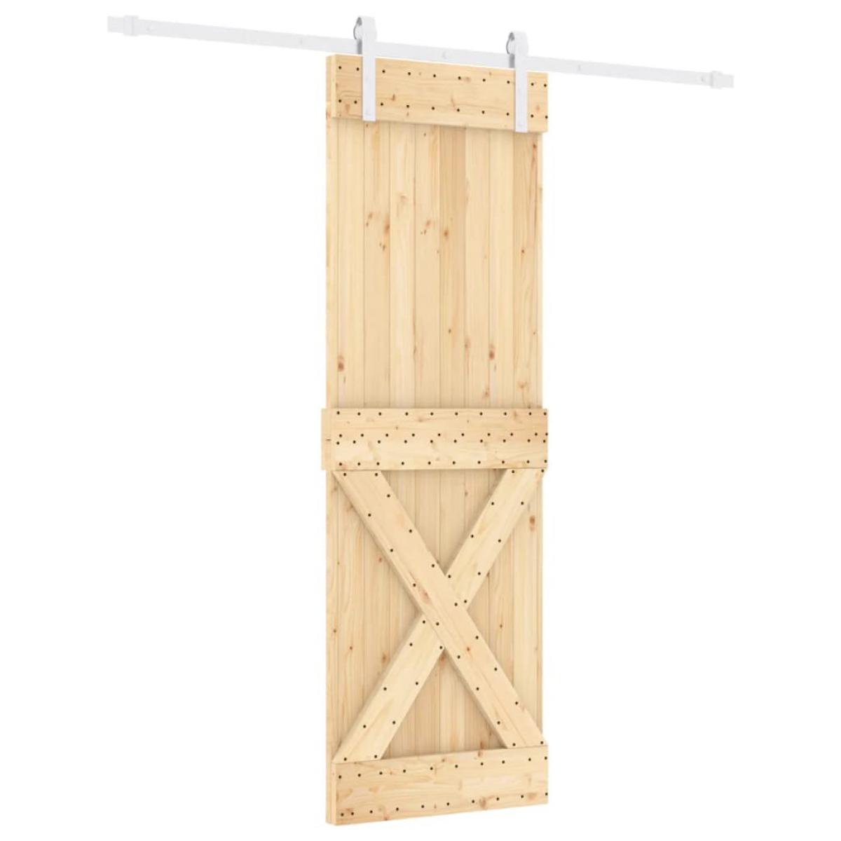 Puerta corredera con herrajes madera maciza de pino 70x210 cm