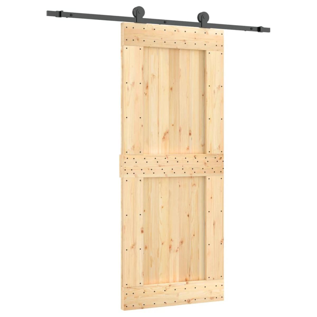 Puerta corredera con herrajes madera maciza de pino 85x210 cm