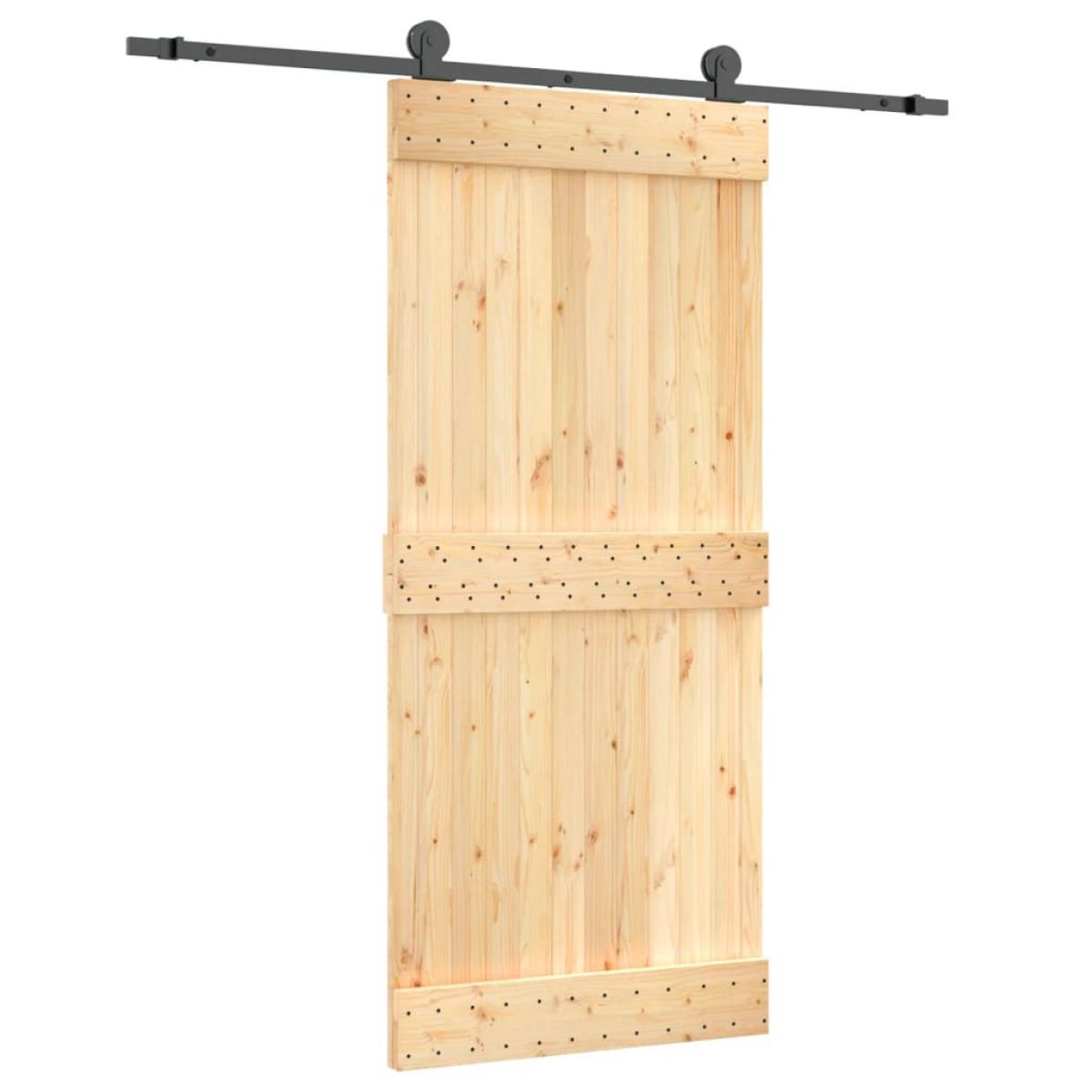 Puerta corredera con herrajes madera maciza de pino 90x210 cm
