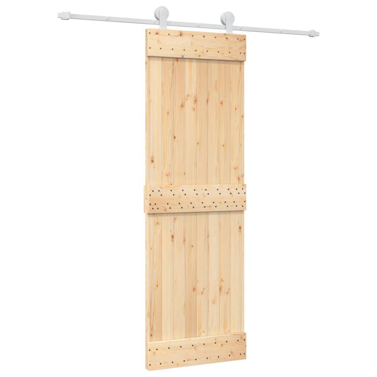 Puerta corredera con herrajes madera maciza de pino 70x210 cm