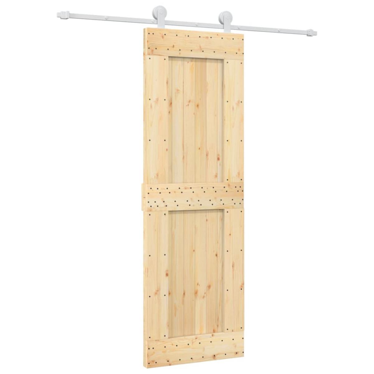 Puerta corredera con herrajes madera maciza de pino 70x210 cm
