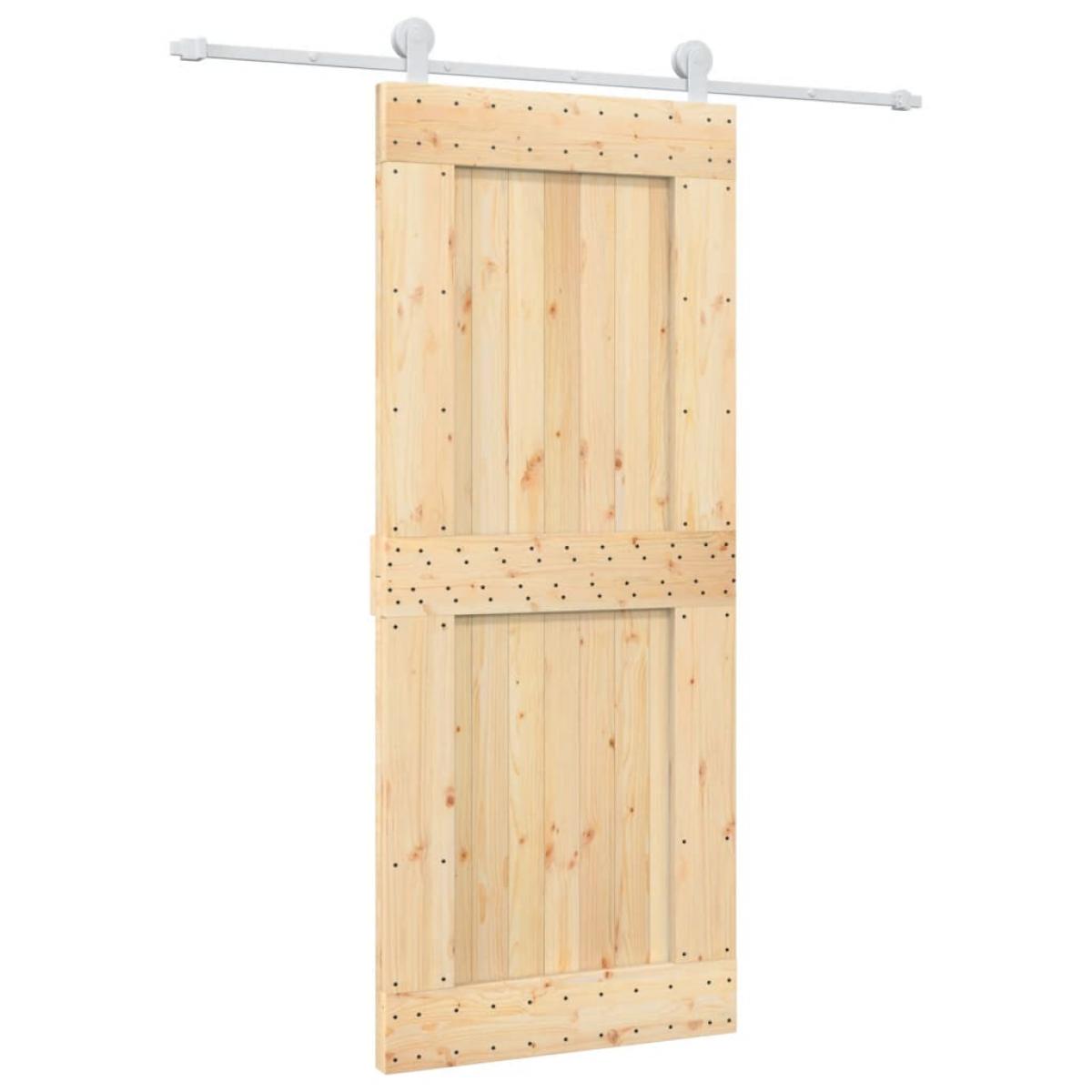 Puerta corredera con herrajes madera maciza de pino 85x210 cm