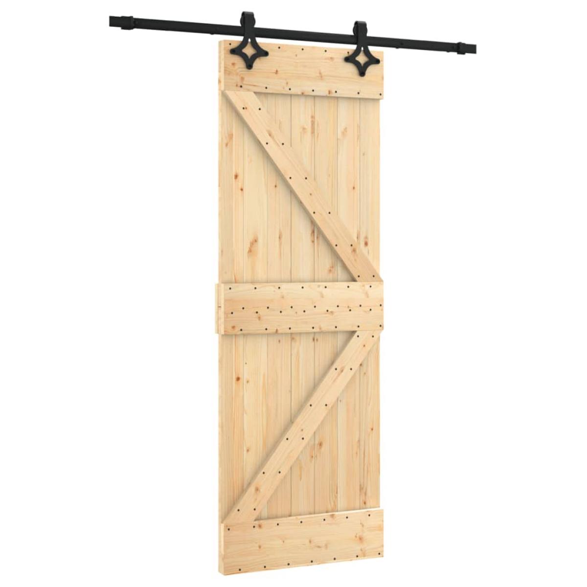 Puerta corredera con herrajes madera maciza de pino 70x210 cm