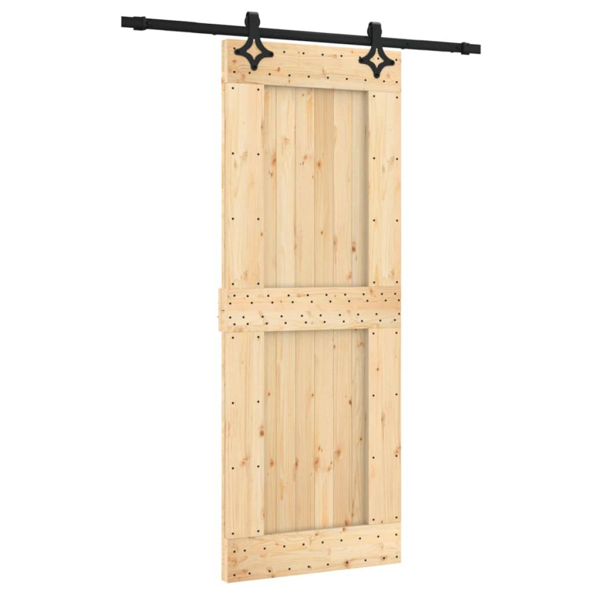 Puerta corredera con herrajes madera maciza de pino 80x210 cm