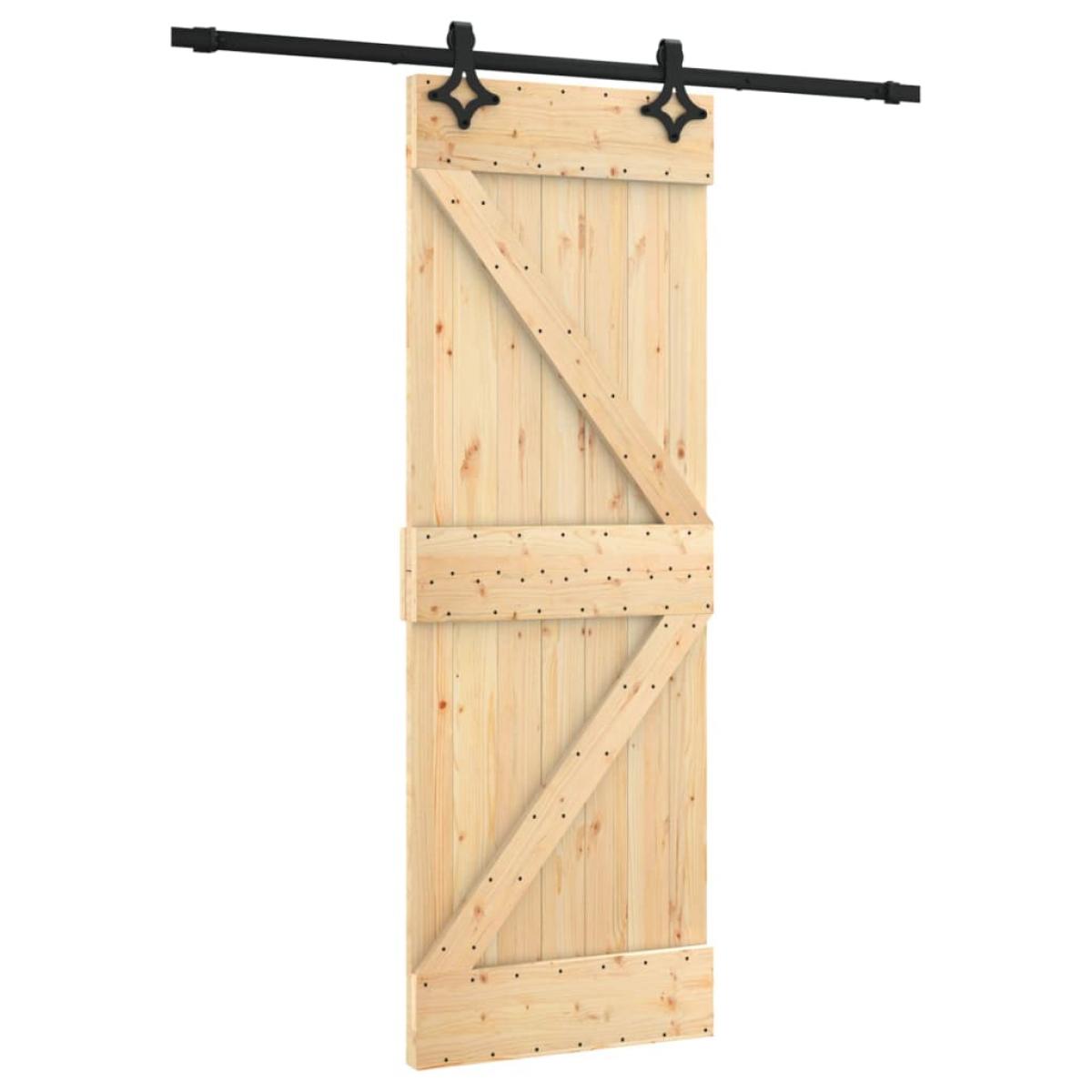 Puerta corredera con herrajes madera maciza de pino 70x210 cm