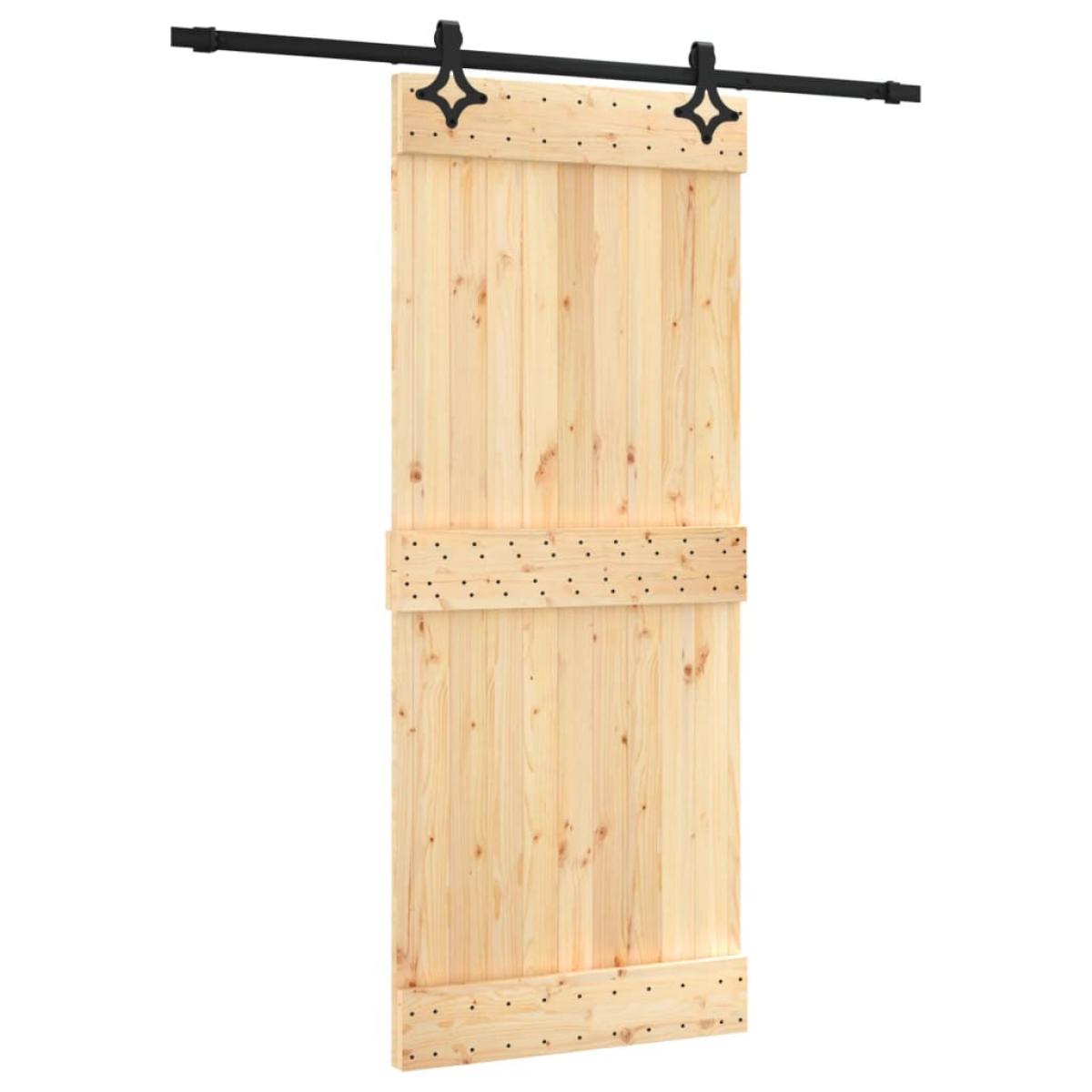 Puerta corredera con herrajes madera maciza de pino 85x210 cm