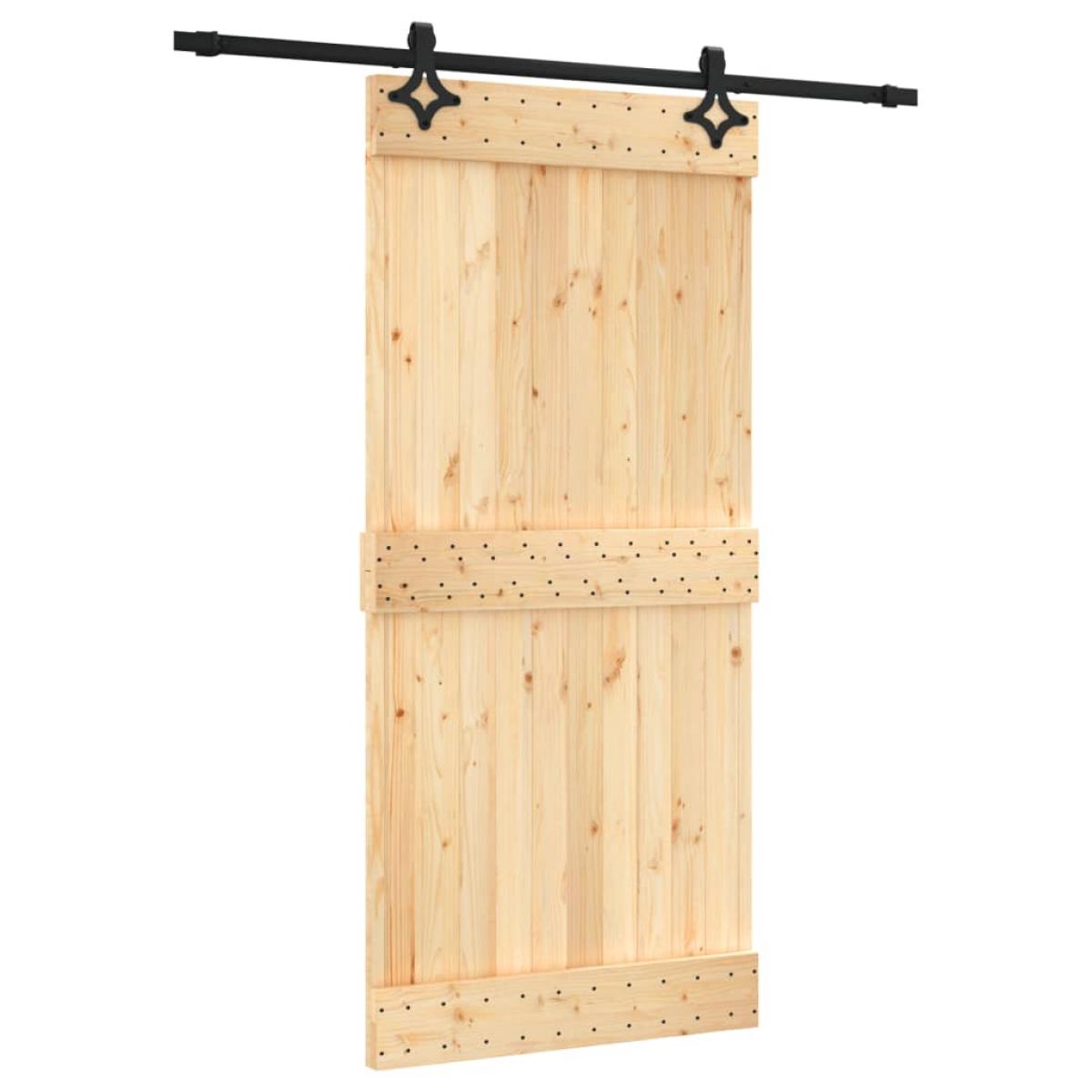 Puerta corredera con herrajes madera maciza de pino 95x210 cm