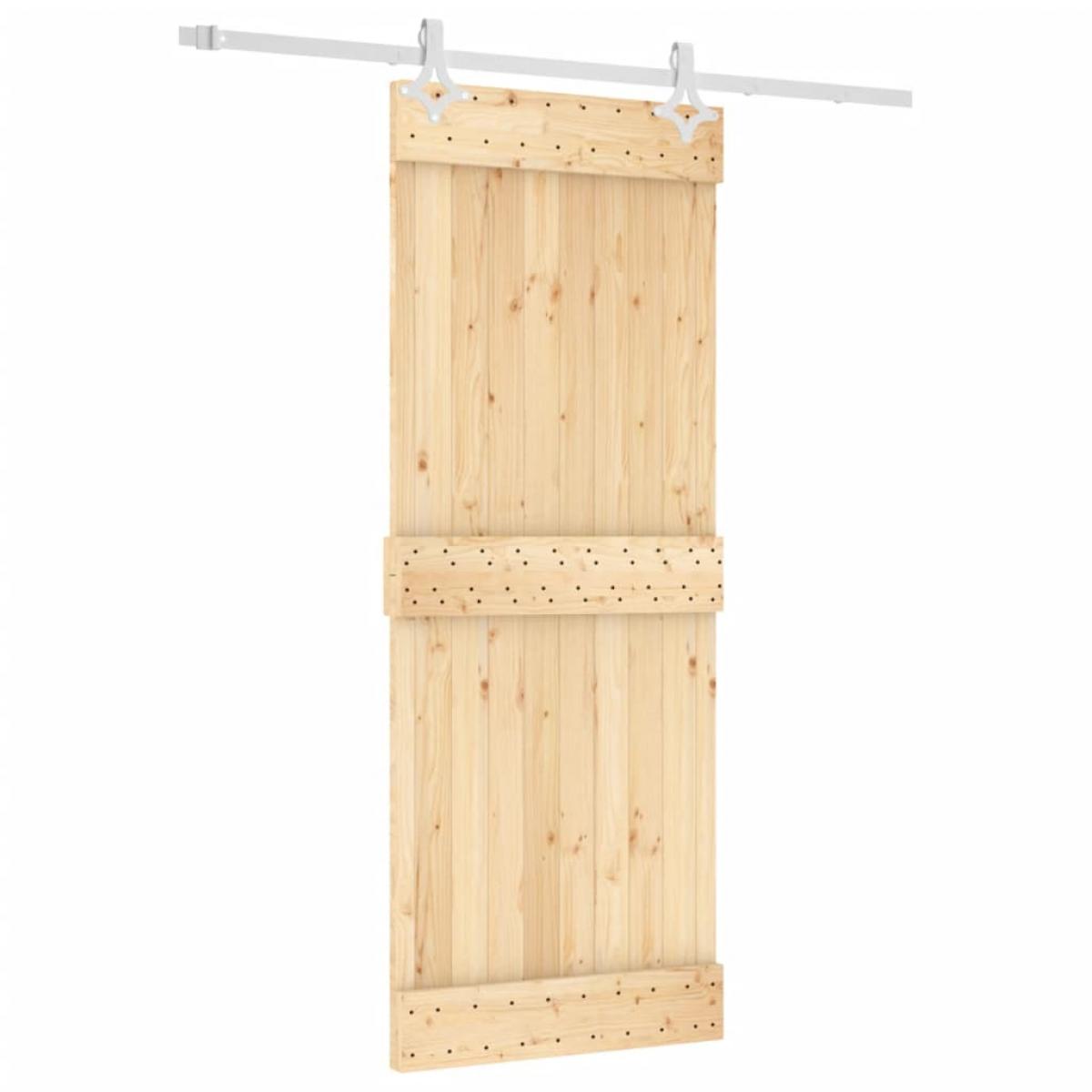 Puerta corredera con herrajes madera maciza de pino 80x210 cm