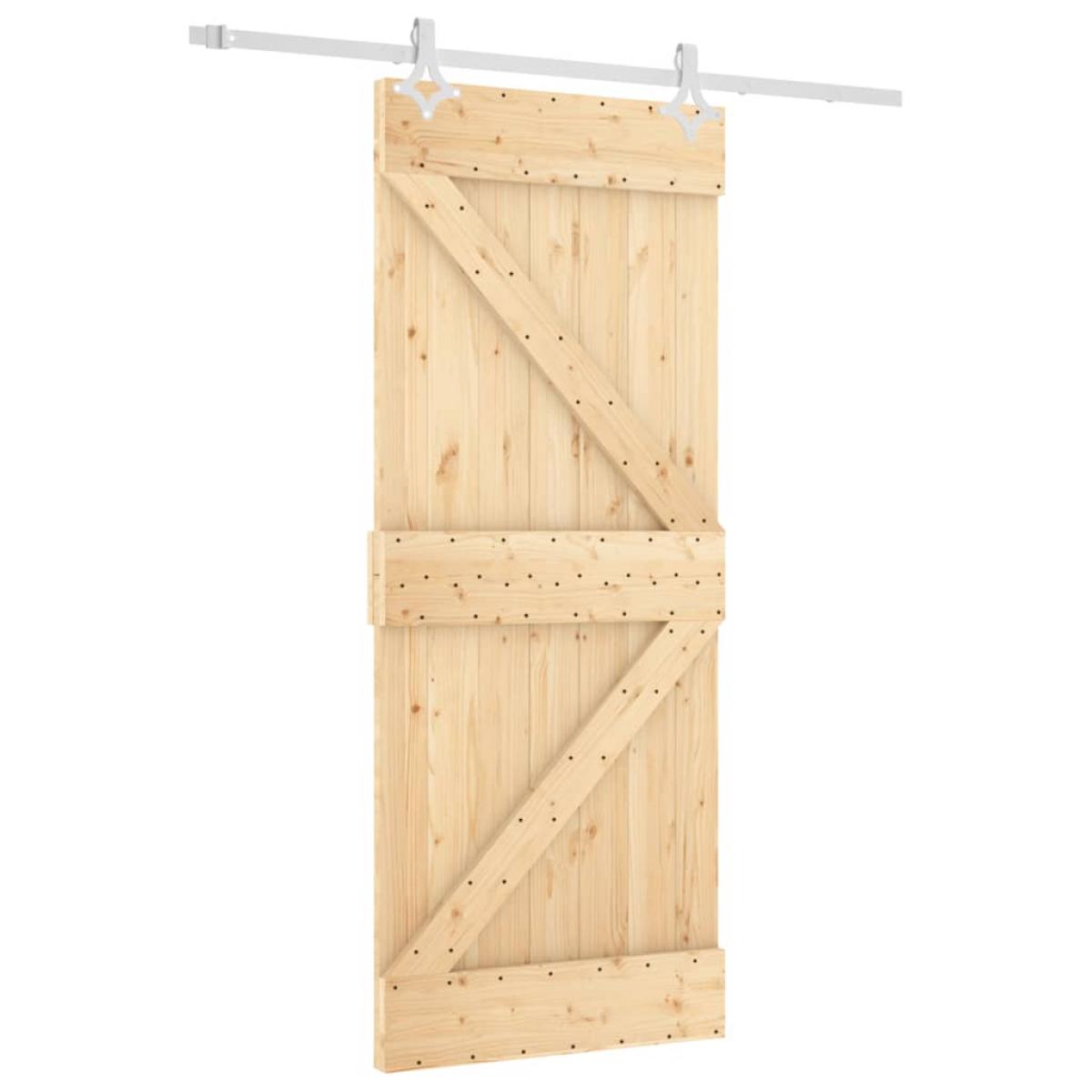 Puerta corredera con herrajes madera maciza de pino 85x210 cm