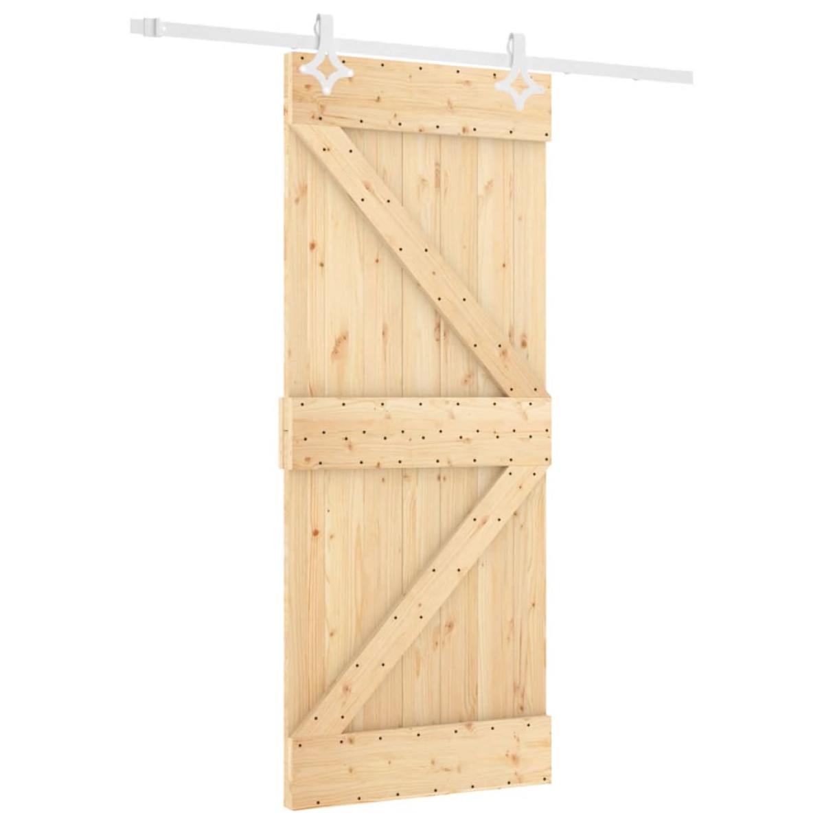 Puerta corredera con herrajes madera maciza de pino 80x210 cm