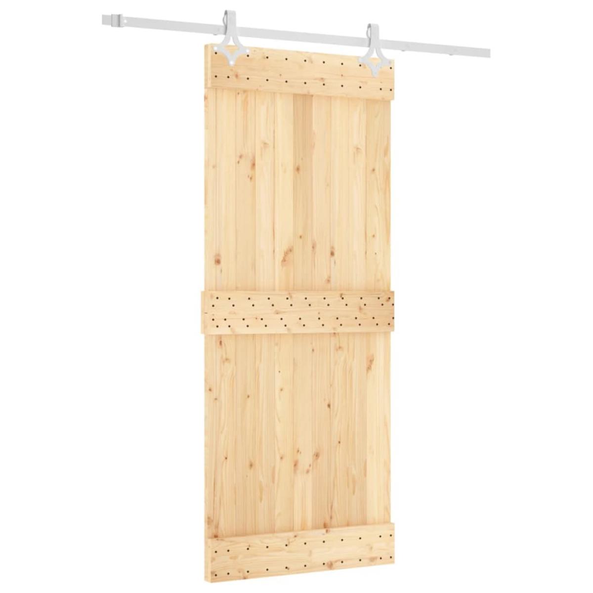 Puerta corredera con herrajes madera maciza de pino 85x210 cm