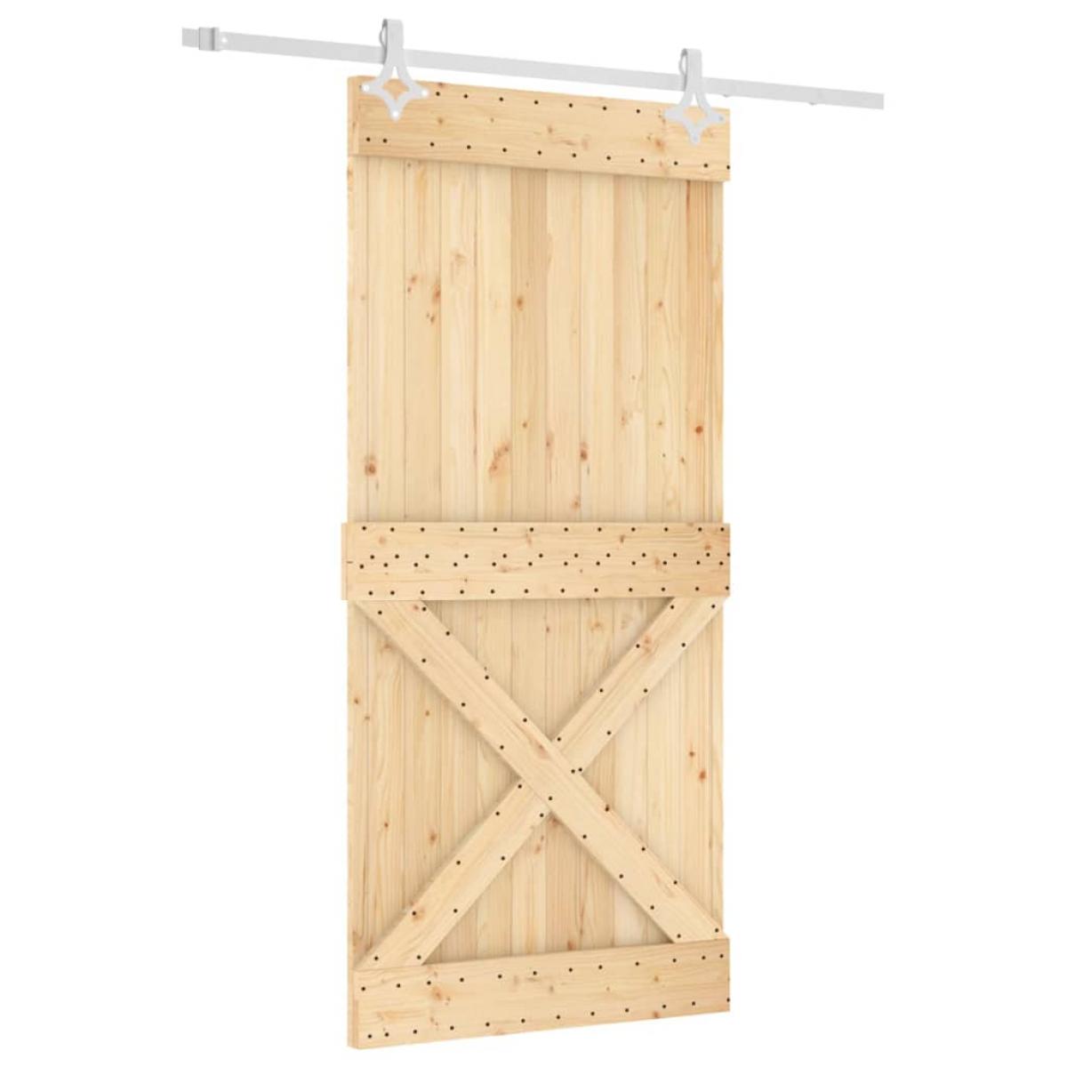 Puerta corredera con herrajes madera maciza de pino 95x210 cm
