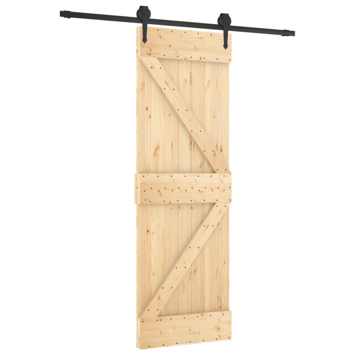 Puerta corredera con herrajes madera maciza de pino 70x210 cm