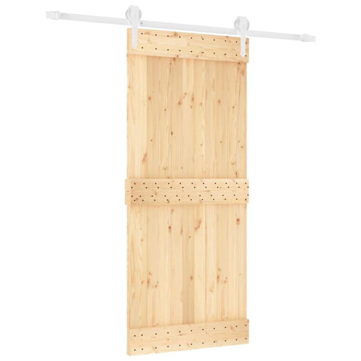 Puerta corredera con herrajes madera maciza de pino 90x210 cm