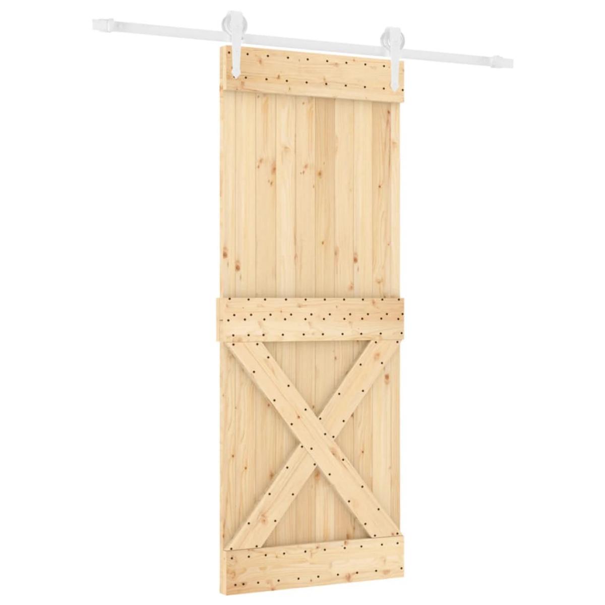 Puerta corredera con herrajes madera maciza de pino 80x210 cm