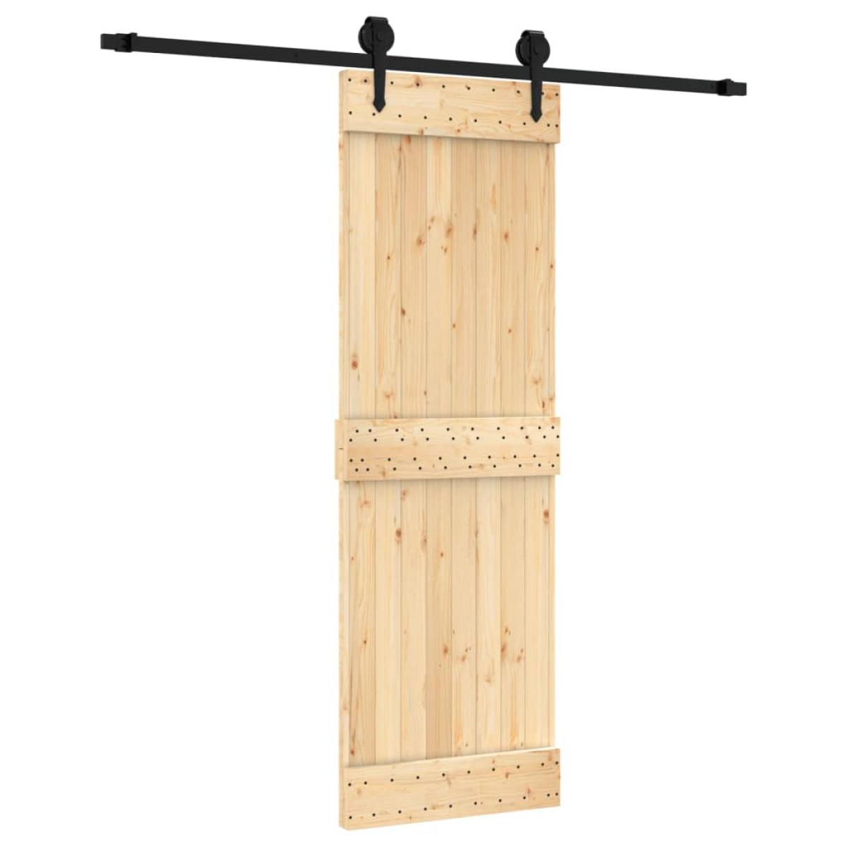 Puerta corredera con herrajes madera maciza de pino 70x210 cm