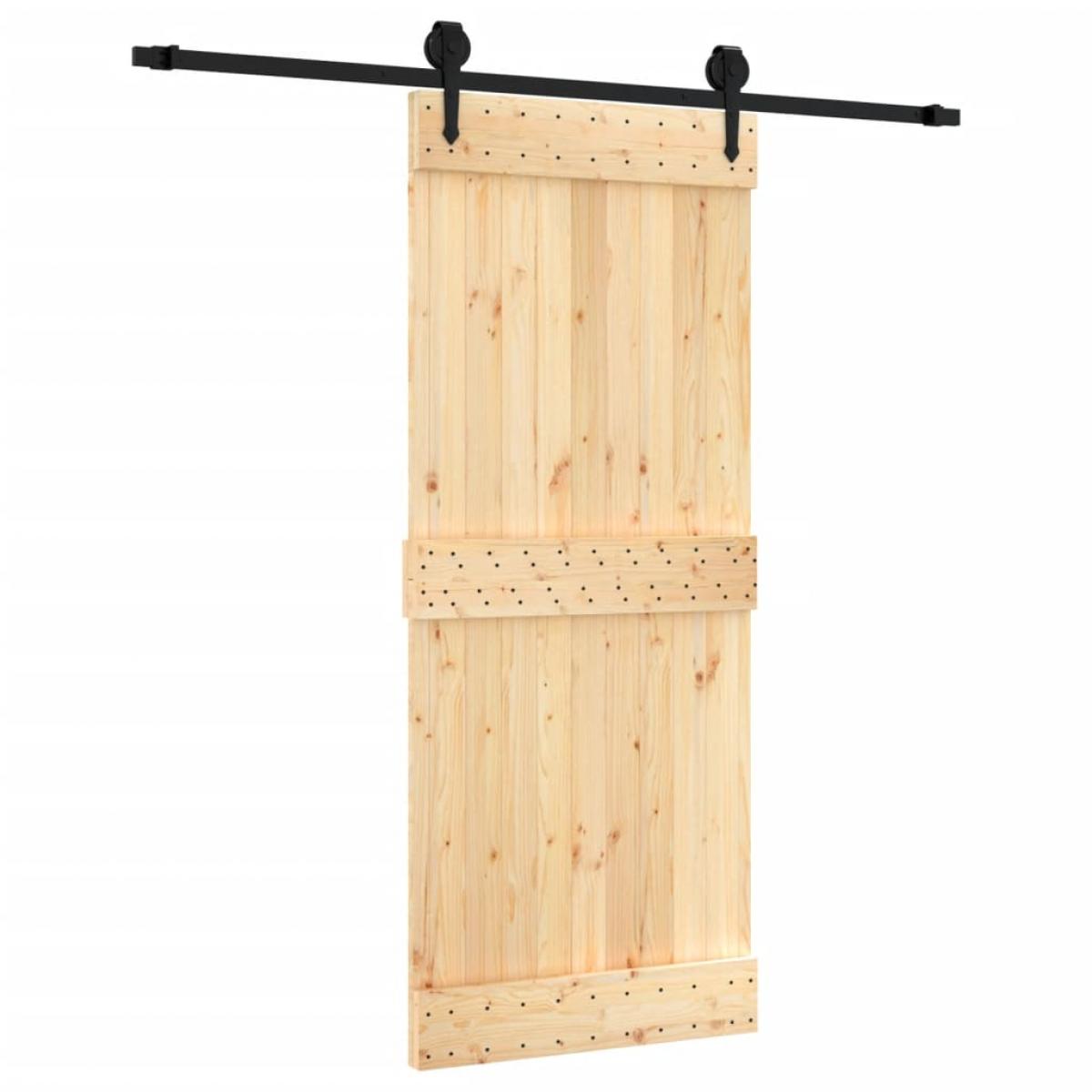 Puerta corredera con herrajes madera maciza de pino 85x210 cm