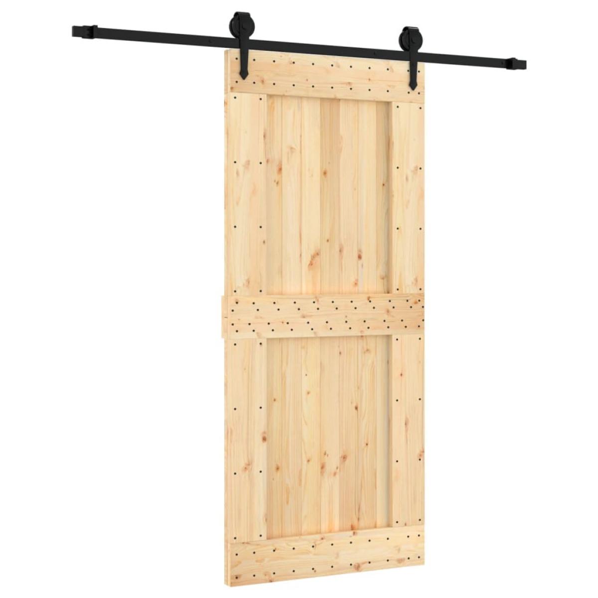 Puerta corredera con herrajes madera maciza de pino 90x210 cm
