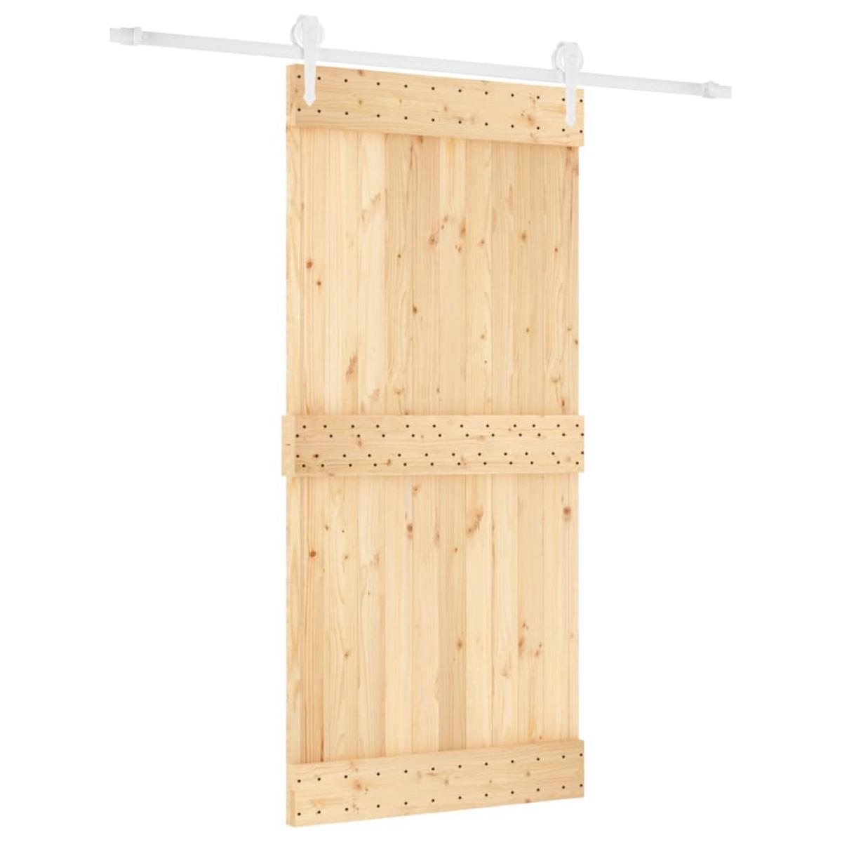 Puerta corredera con herrajes madera maciza de pino 95x210 cm