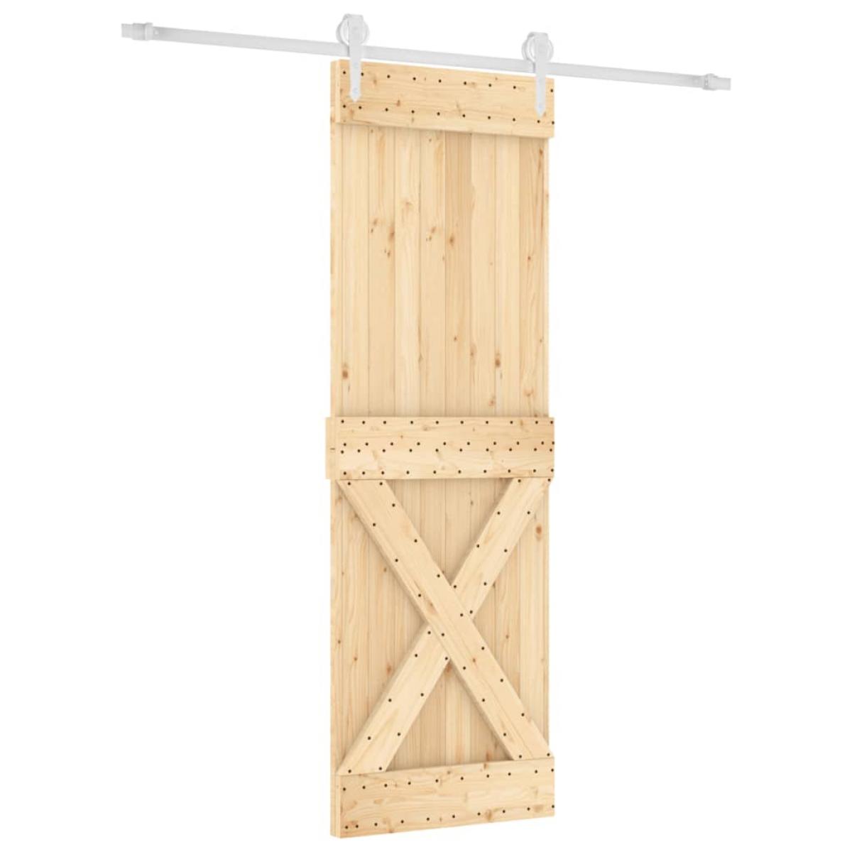 Puerta corredera con herrajes madera maciza de pino 70x210 cm