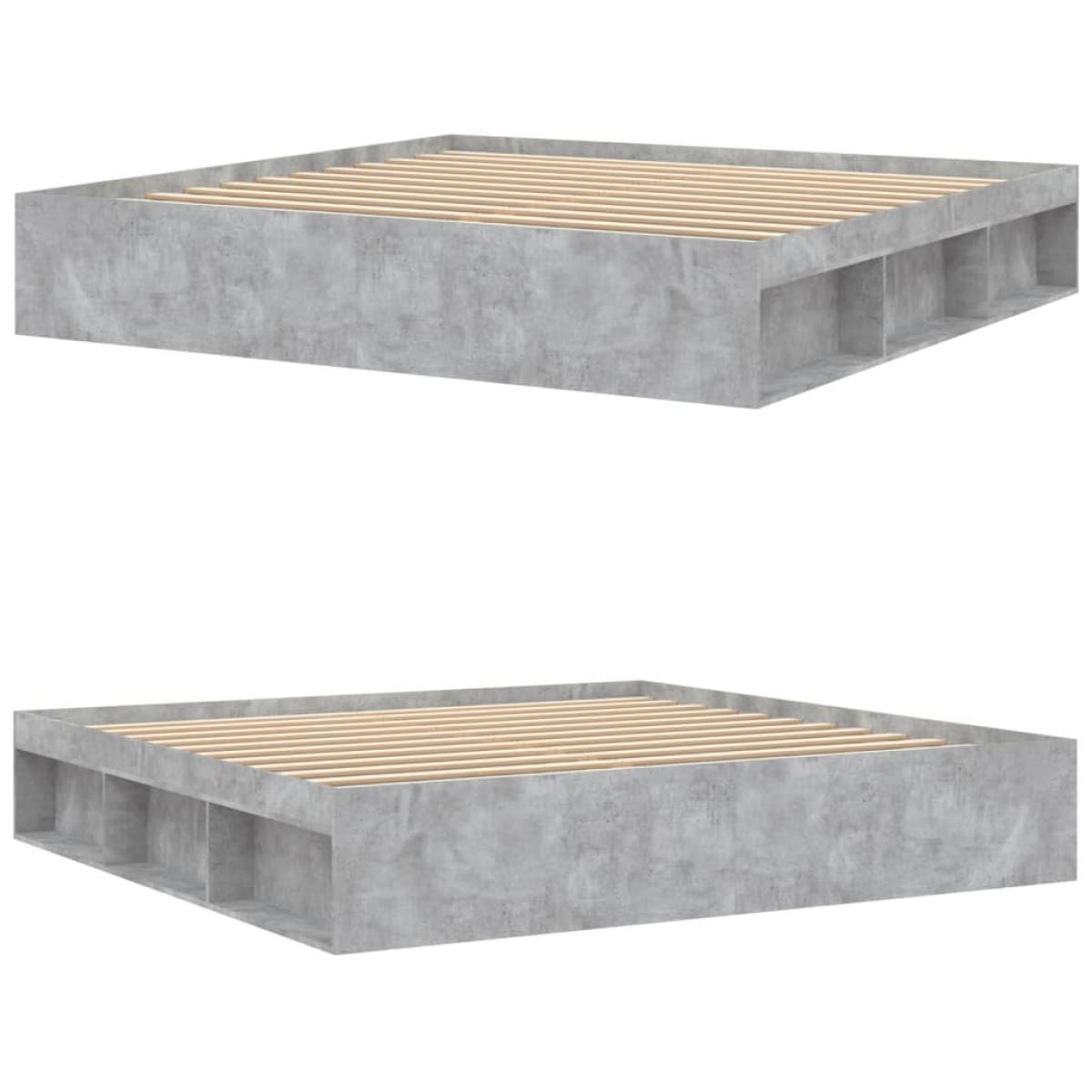 Estructura de cama gris hormigón 200x200 cm