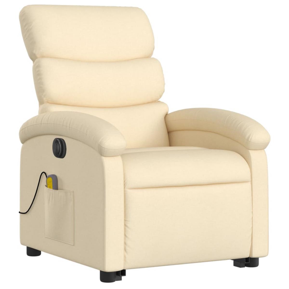 Sillón de masaje eléctrico reclinable elevable tela crema