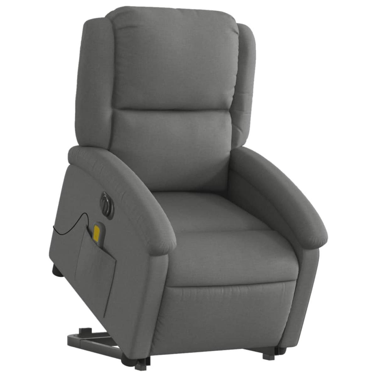 Sillón de masaje eléctrico reclinable elevable tela gris oscuro