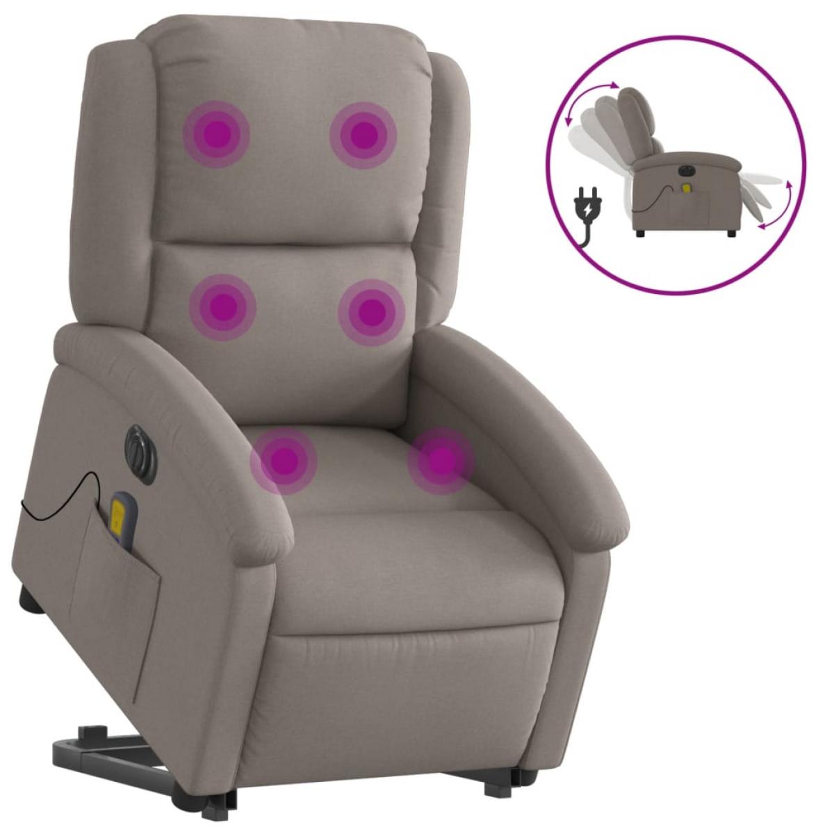 Sillón de masaje eléctrico reclinable elevable tela taupé