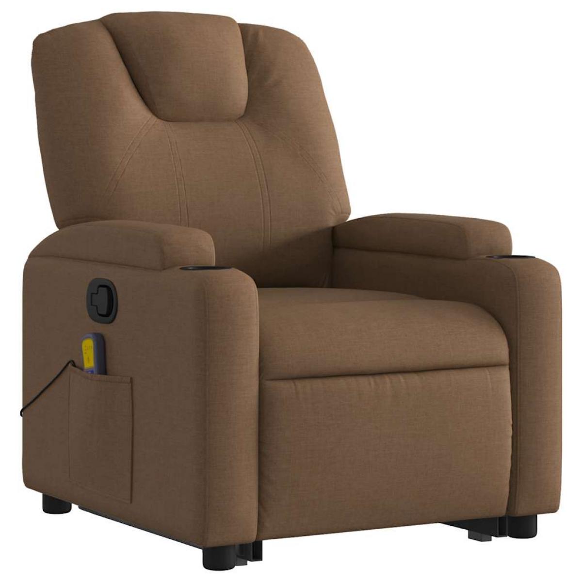 Silla de masaje reclinable de pie de tela marrón