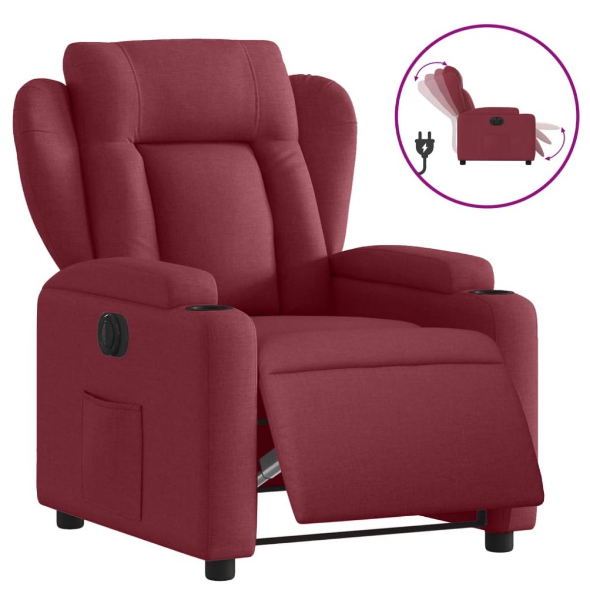 Sillón reclinable eléctrico tela rojo tinto