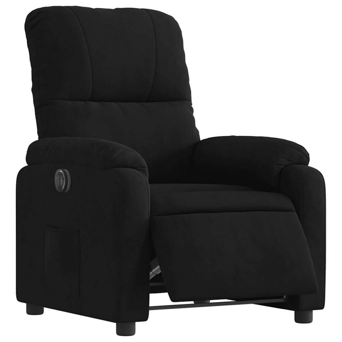 Sillón reclinable eléctrico tela de microfibra negro