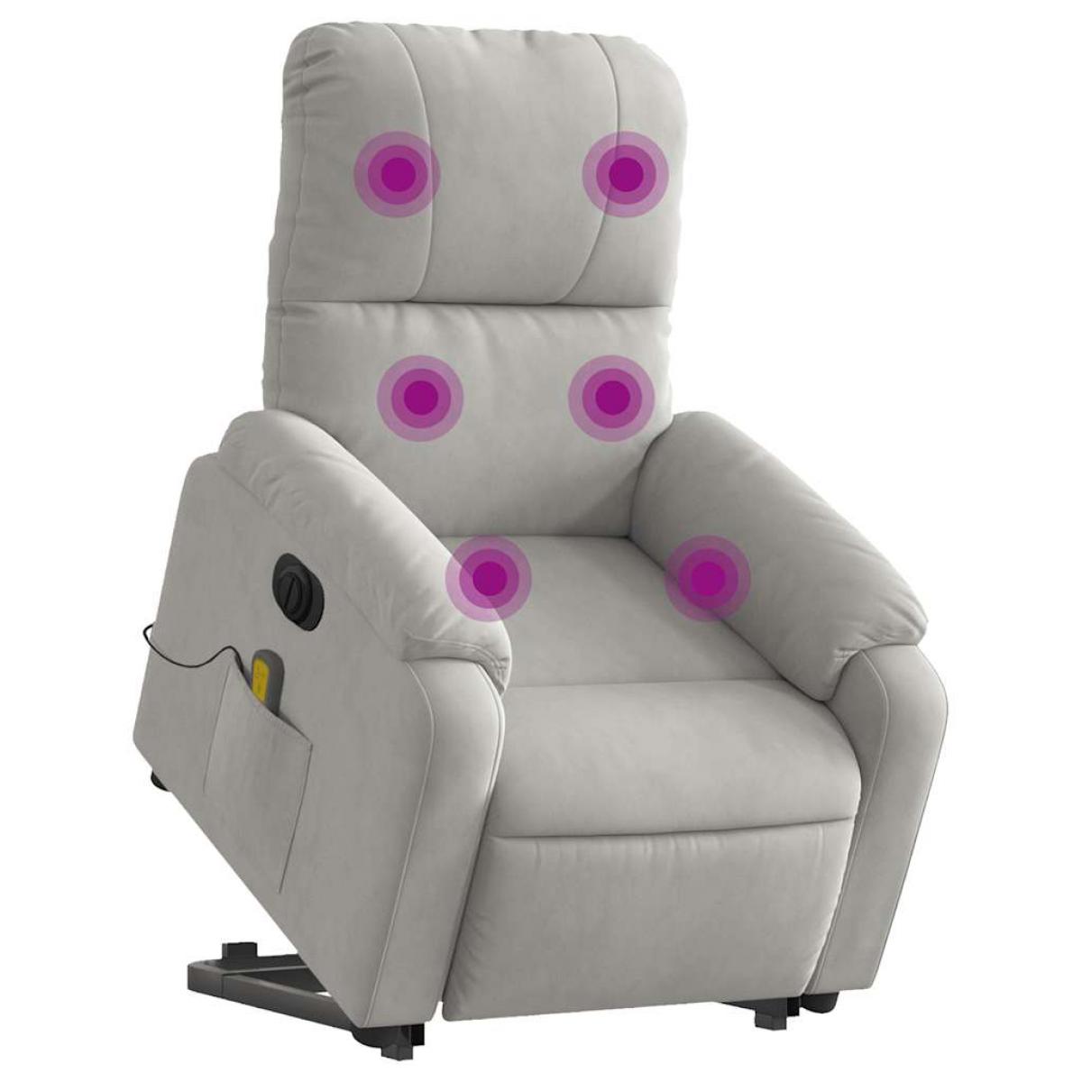 Sillón masaje eléctrico reclinable elevable tela gris claro
