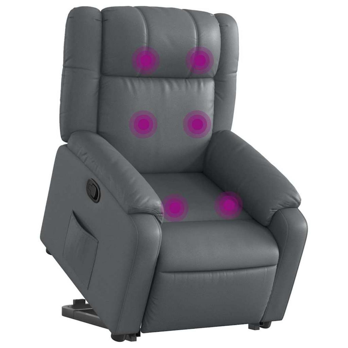 vidaXLSillón reclinable de masaje de pie cuero artificial gris