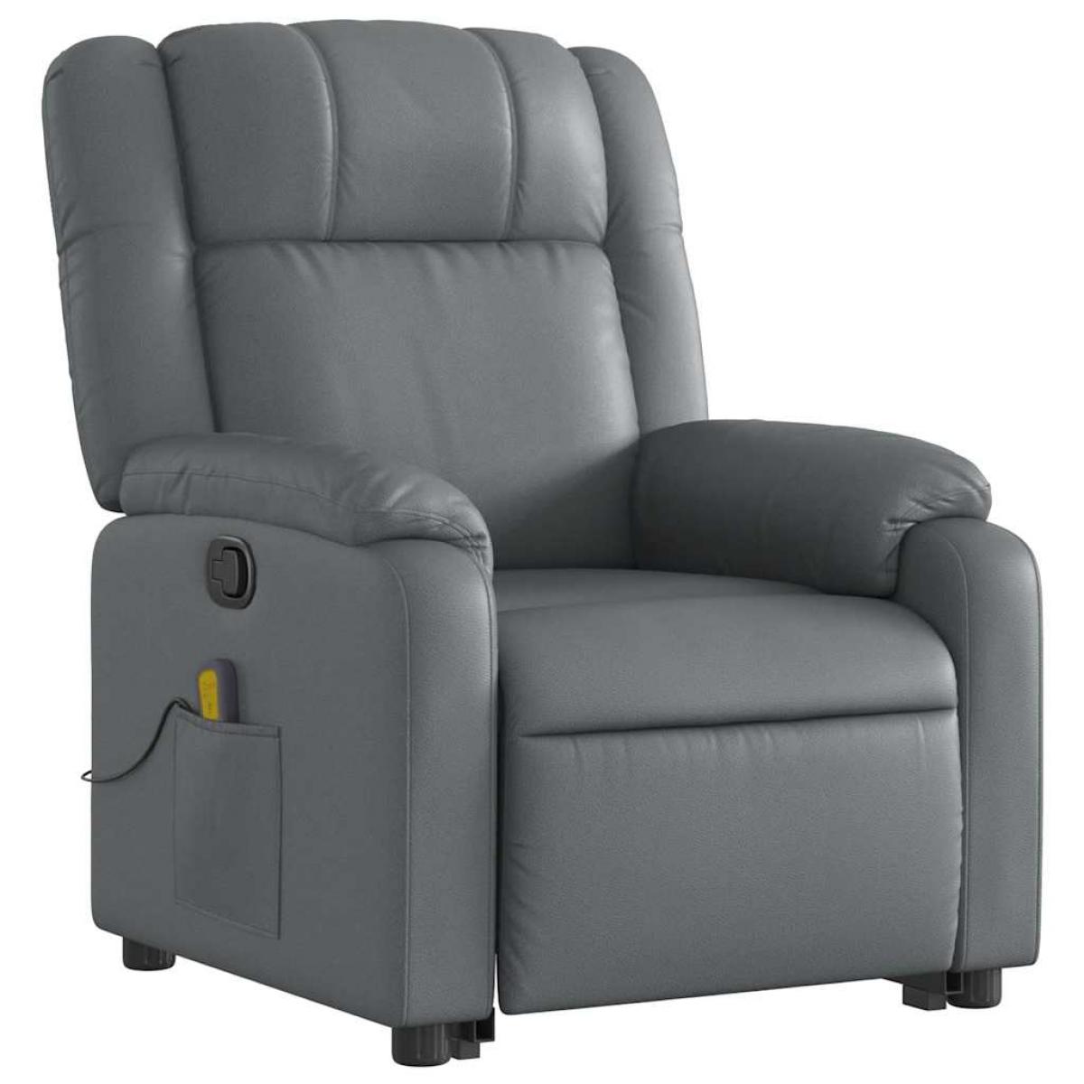 vidaXLSillón reclinable de masaje de pie cuero artificial gris