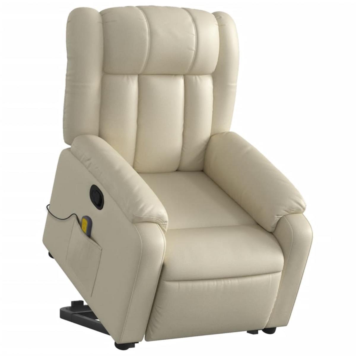 Sillón reclinable de masaje de pie cuero artificial color crema