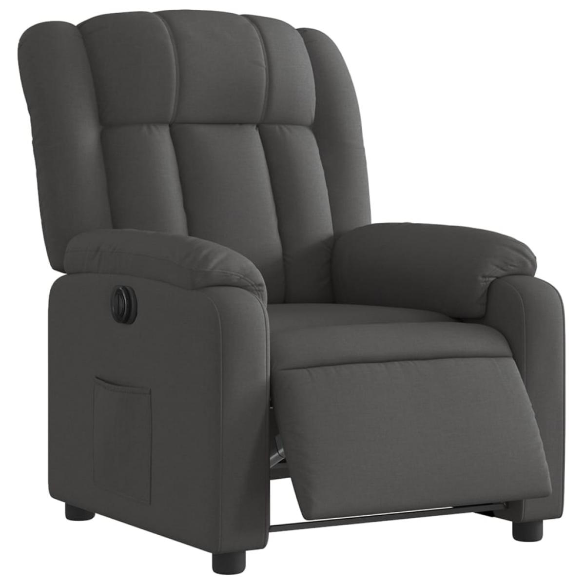 Sillón reclinable eléctrico de tela gris oscuro